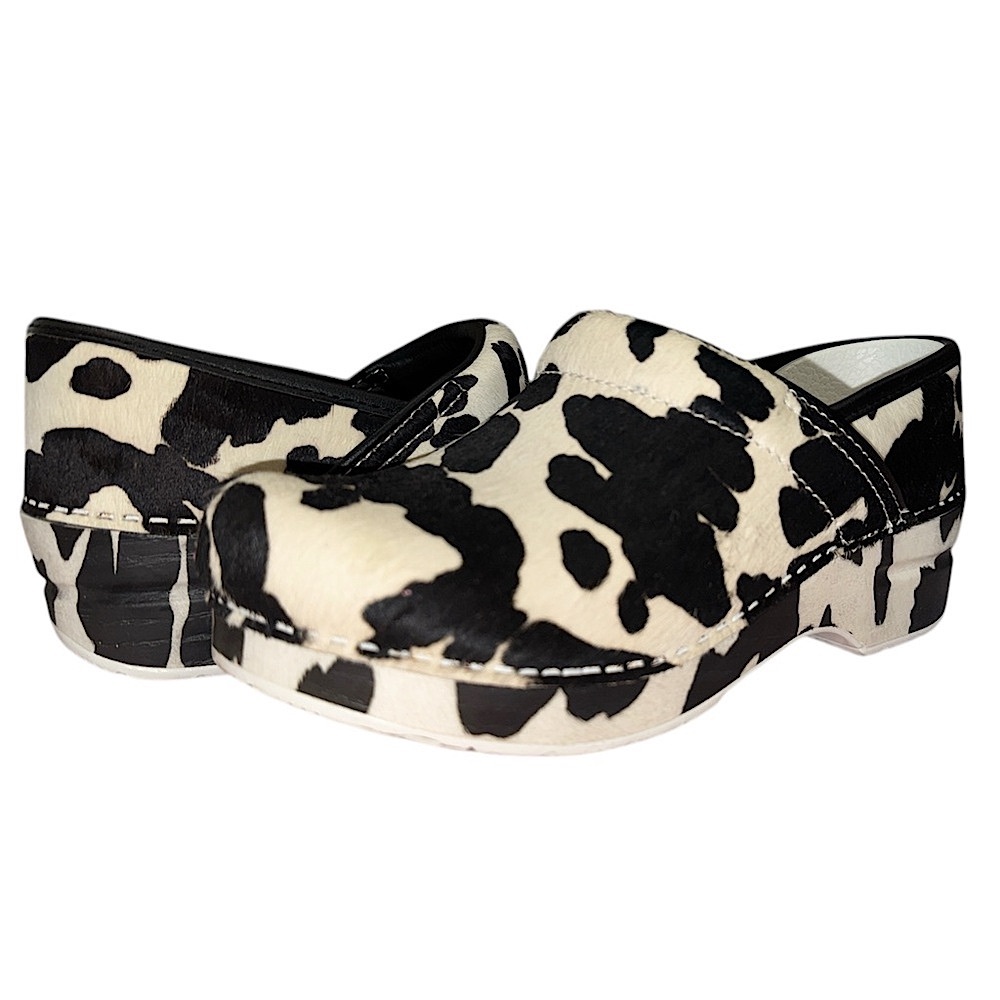 Cow Print Hair Dansko Clogs Size 37